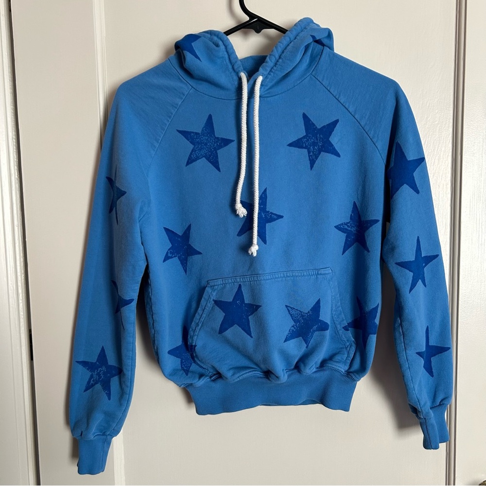 Big Bud Press Paintstamp Hoodie, Blue Stars. Size P.